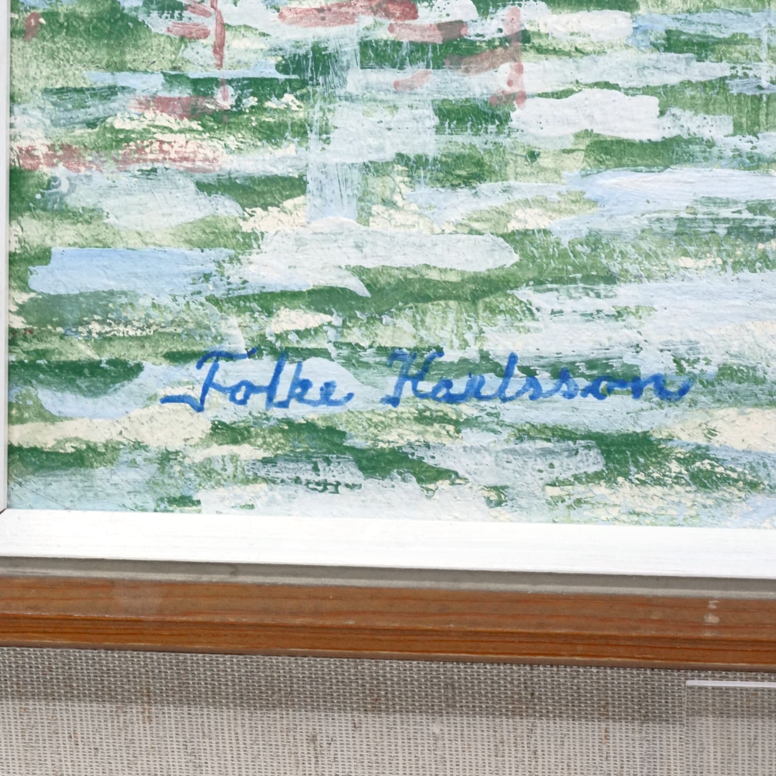 Folke Karlsson (1907-1988) olja på pannå vy mot Grand Hotel Stockholm signerad