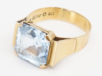 Ring Guld 18K Ø19½ med blå sten