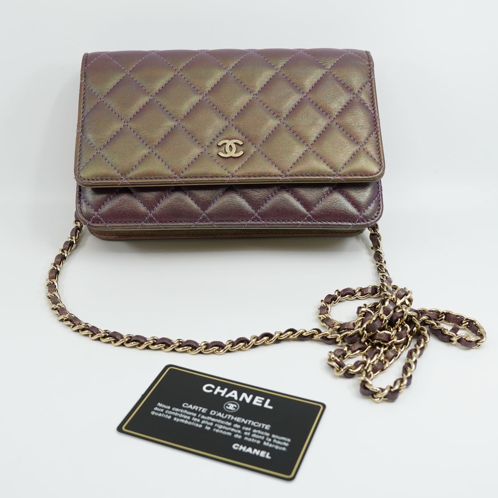 Handväska Chanel Wallet on Chain Iridescent lila/metallic