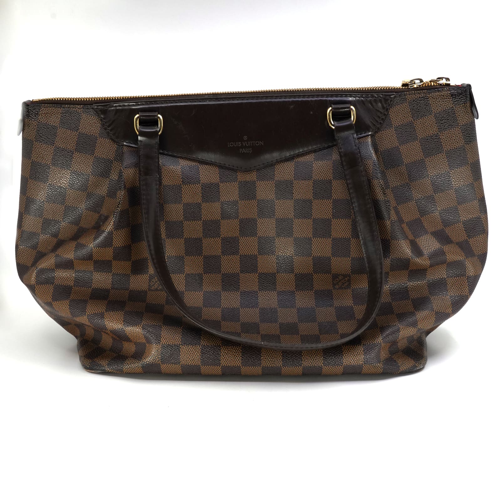 Väska Louis Vuitton Westminster GM, Damier Ebéne canvas, guldfärgade beslag, 30x27x16 cm