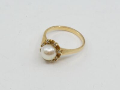 Ring Guld 18K Med pärla och diamanter