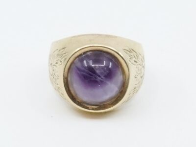 Ring med lila sten 14K 10,3g Ø17¼