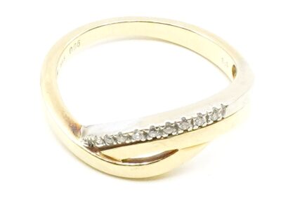 Ring tvåfärgad Guld 14K med diamanter 9xca0,005-0,01ct