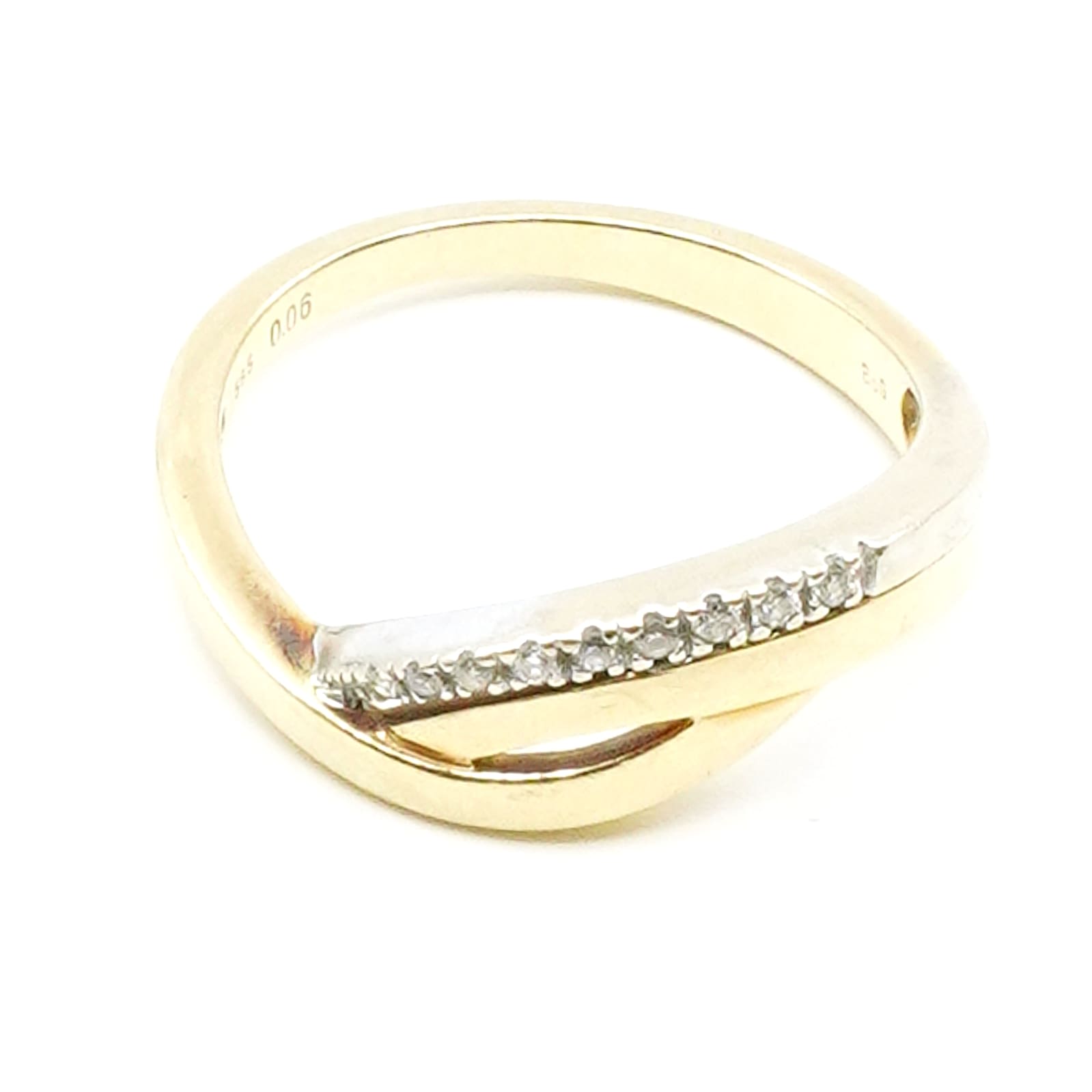 Ring tvåfärgad Guld 14K med diamanter 9xca0,005-0,01ct