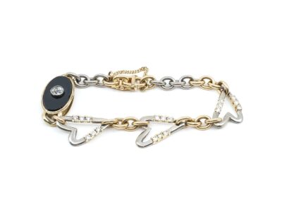 Armband Ankarlänk tvåfärgat Guld 18K med diamanter