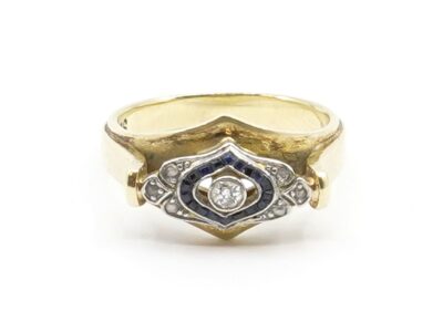 Ring Guld 14K med diamanter 1xca0,05ct, 6xca0,009ct