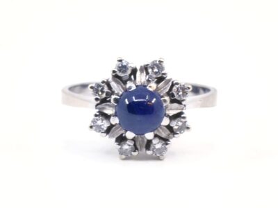 Ring vitguld 18K 5,4g Ø19 med sten och diamanter 8xca0,03ct