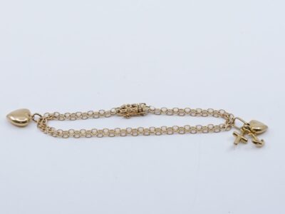 Armband X-länk Guld med två berlocker Längd 20cm