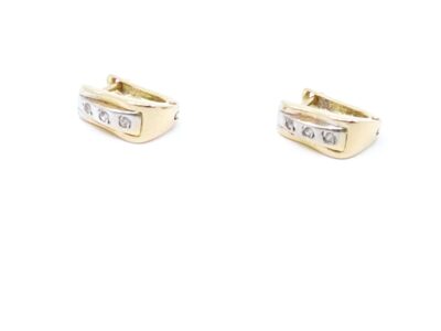 Örhängen med vita stenar, Guld 18K 3,4g Höjd 12mm Diameter 10mm