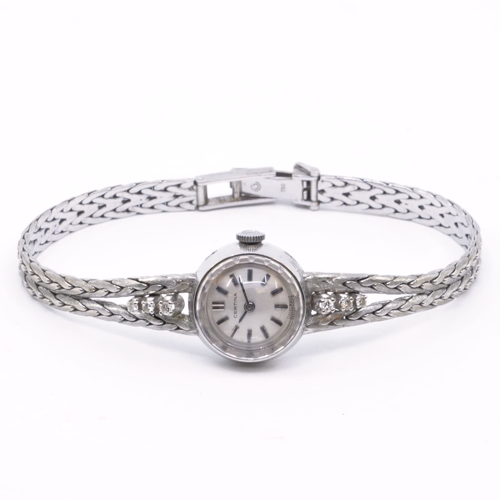 Certina med integrerat 18K vitguld med diamant ref 0871-329