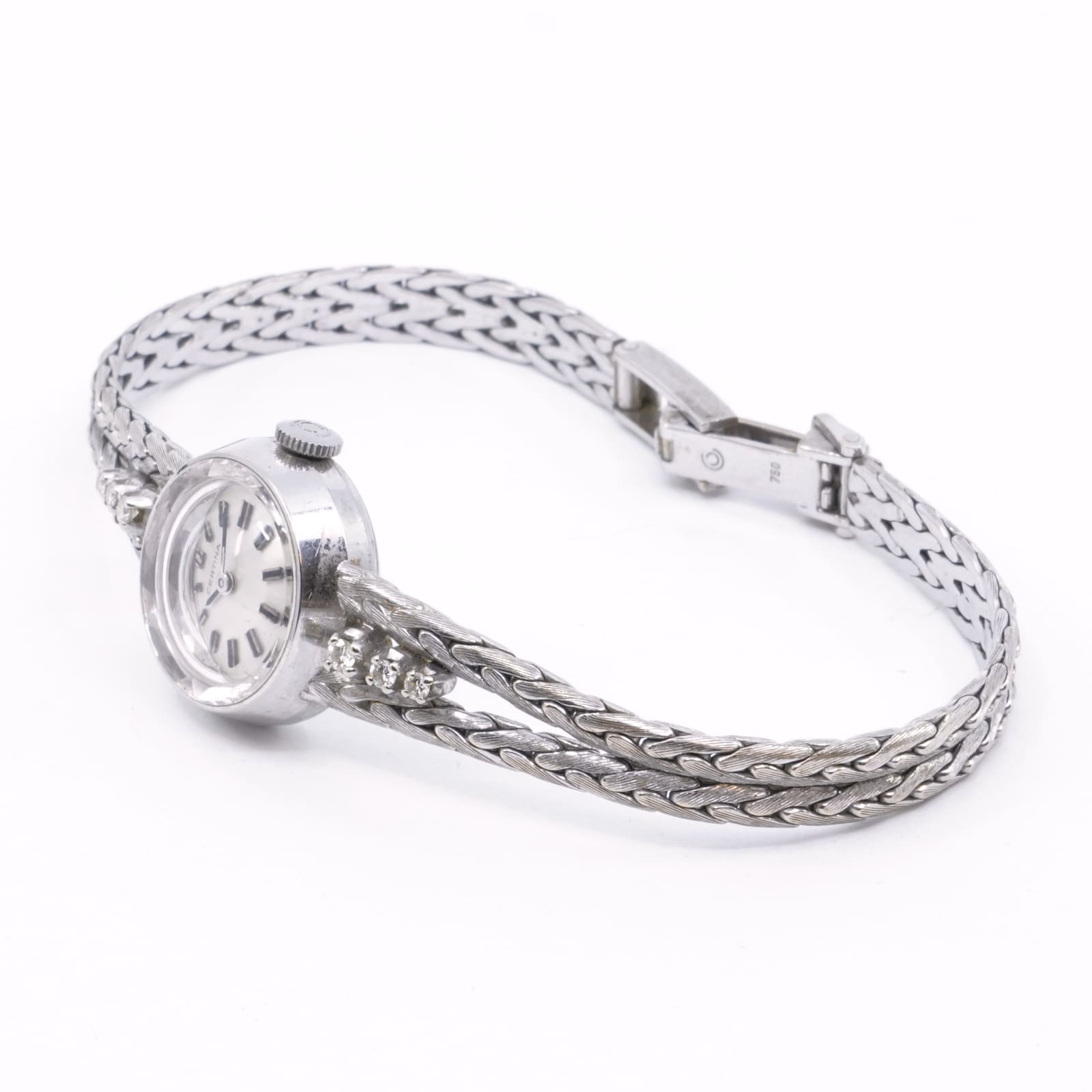 Certina med integrerat 18K vitguld med diamant ref 0871-329