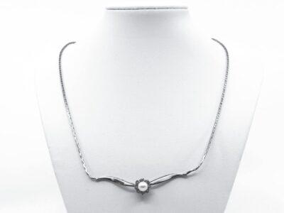 Collier med pärla & diamanter 18K vitguld 42cm