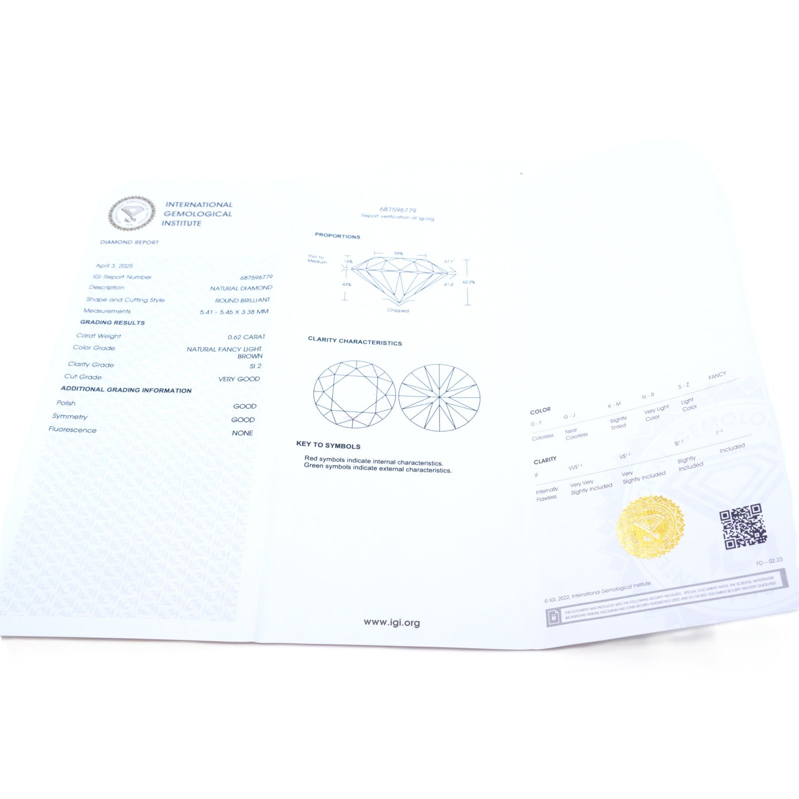 Briljantslipad Diamant 0,62ct SI 2 Natural Fancy