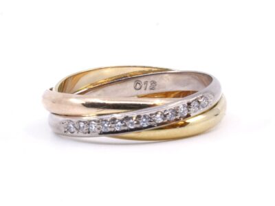 Ring tvåfärgat Guld 18K 5,3g Ø17.50mm med diamanter
