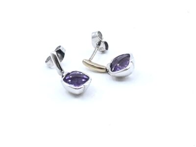 Örhängen Vitguld 14K Höjd 1,6cm med lila stenar