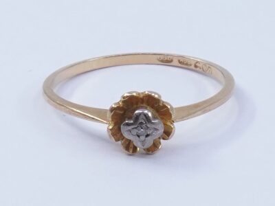 Ring tvåfärgat 18K 1,2g Ø16 med diamant