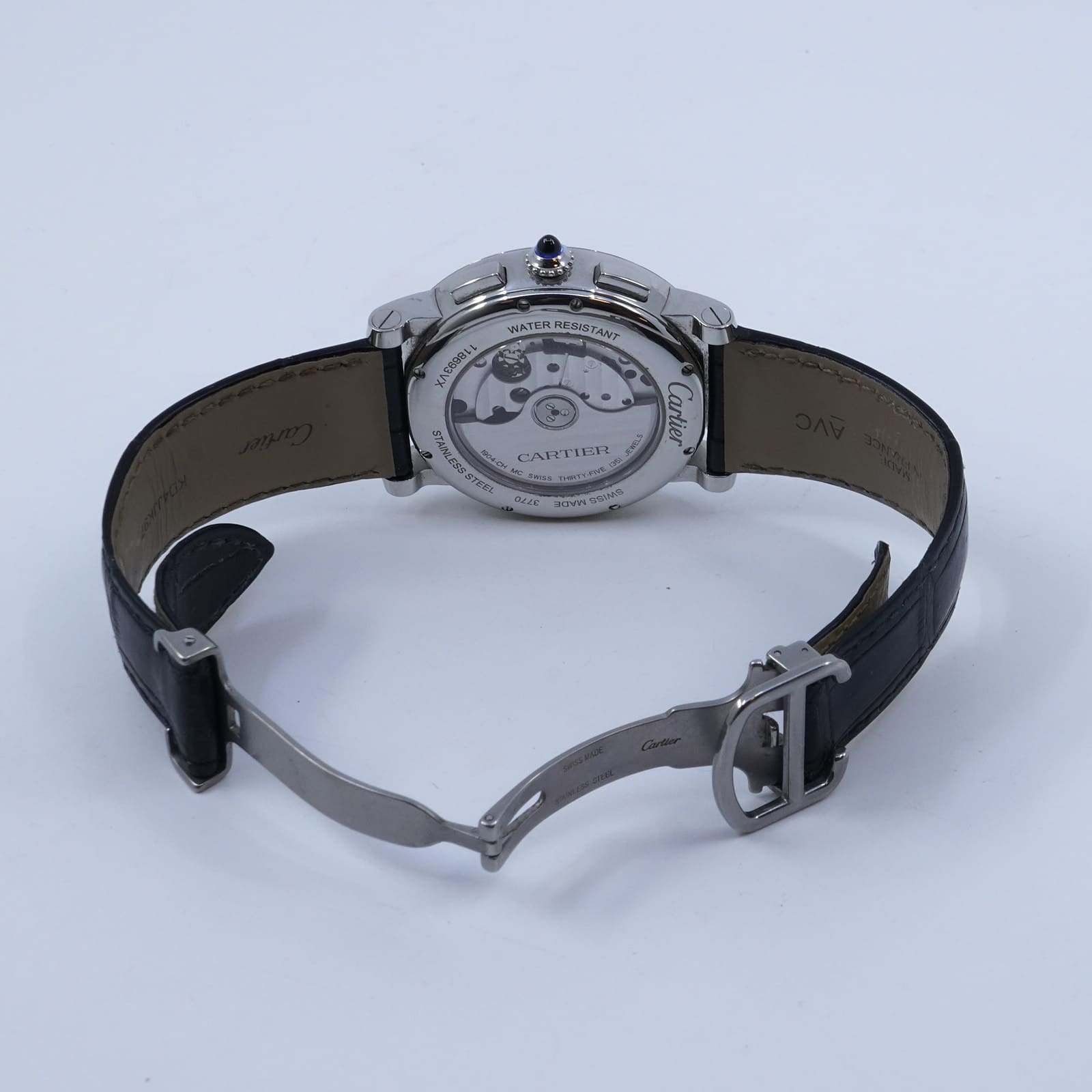 Armbandsur Cartier Rotonde 40mm stål automat datum läderband ref: WSR00002 snr: 118693VX