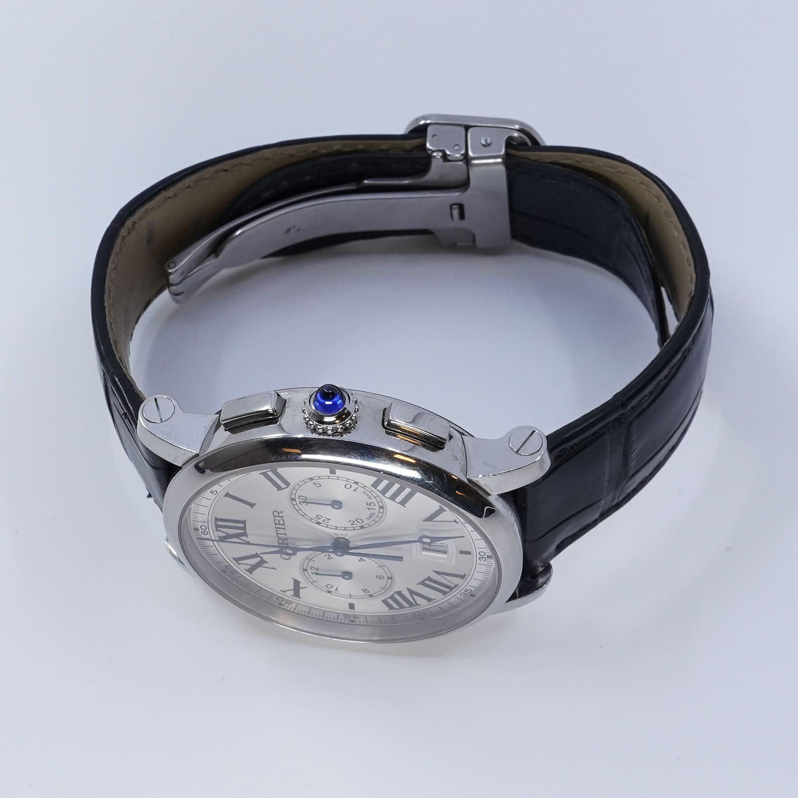 Armbandsur Cartier Rotonde 40mm stål automat datum läderband ref: WSR00002 snr: 118693VX