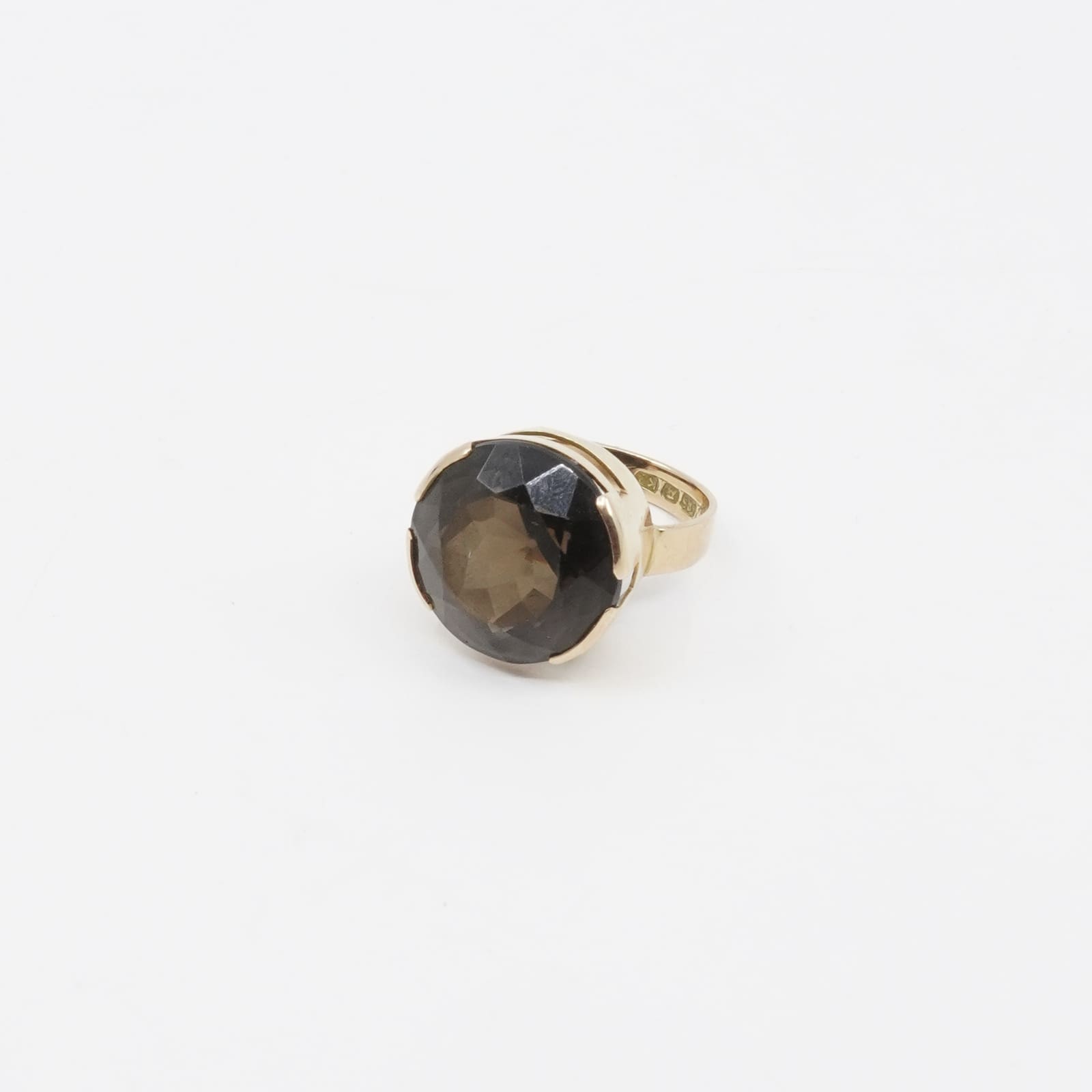 Ring Guld 14K brv 6,2g Ø16 med brun sten