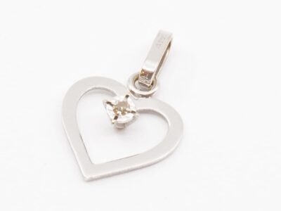 Hänge Vitguld 18K Hjärta med diamant