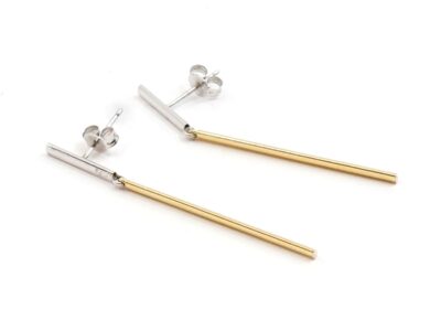 Örhängen tvåfärgade Guld 18K 1,1g Höjd 44mm Diameter 2mm