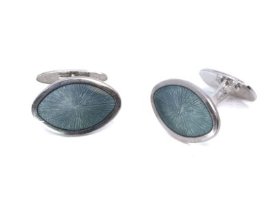 Manschettknappar med grå/grön emaljering sterlingsilver