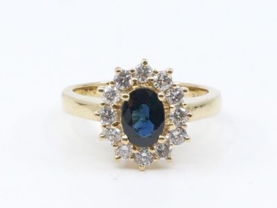 Ring Guld 18K Ø16 med sten och diamanter