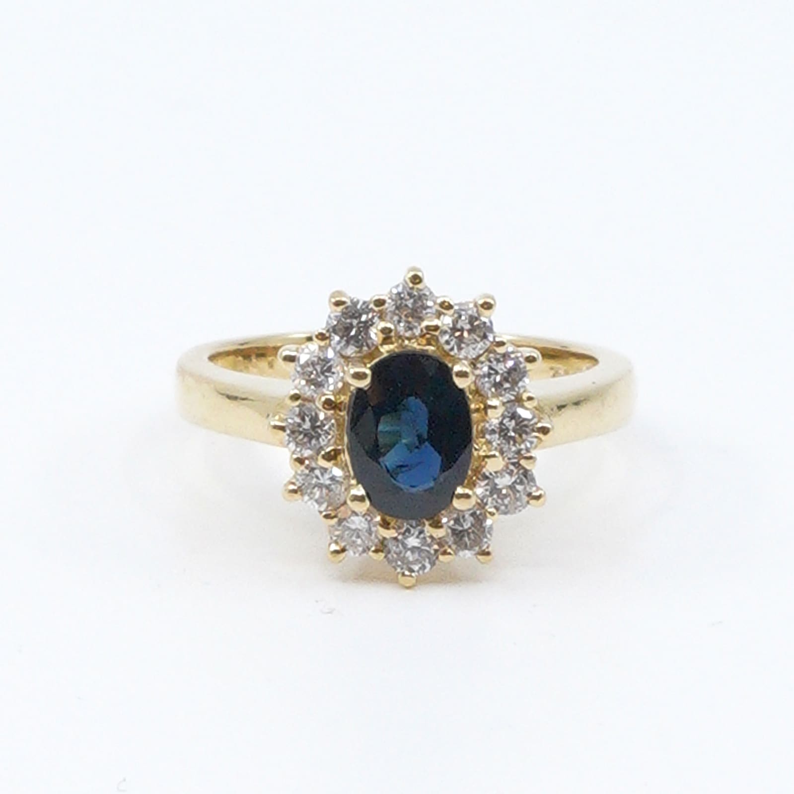 Ring Guld 18K Ø16 med sten och diamanter