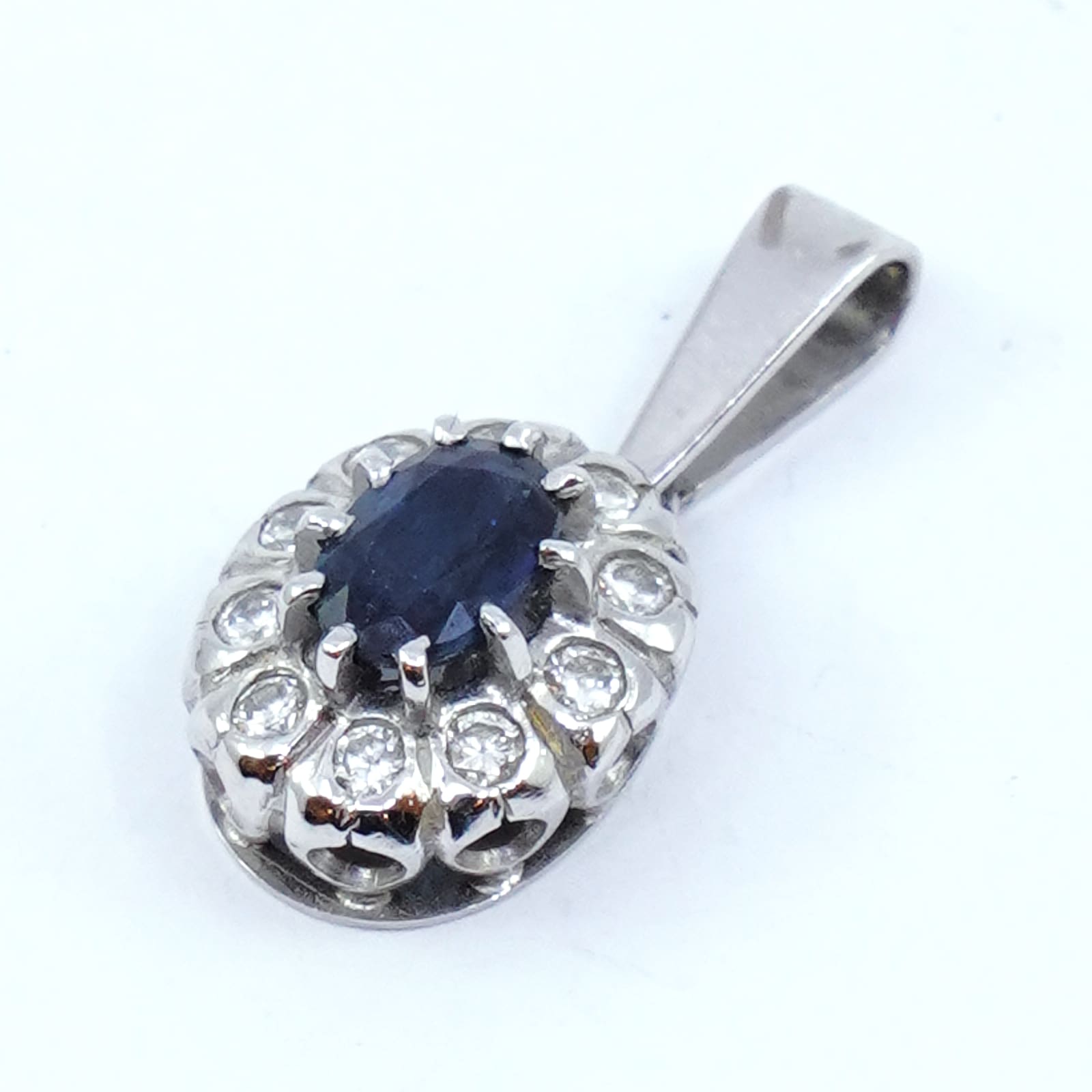 Hänge Vitguld 18K med diamanter & sten