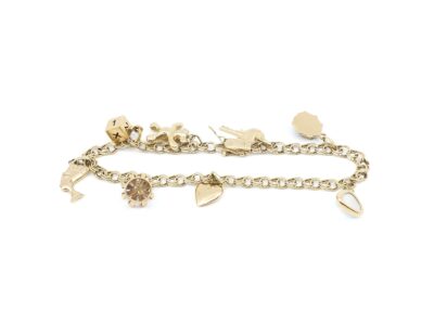 Armband Bismarck Guld 18K 19,5cm med berlocker
