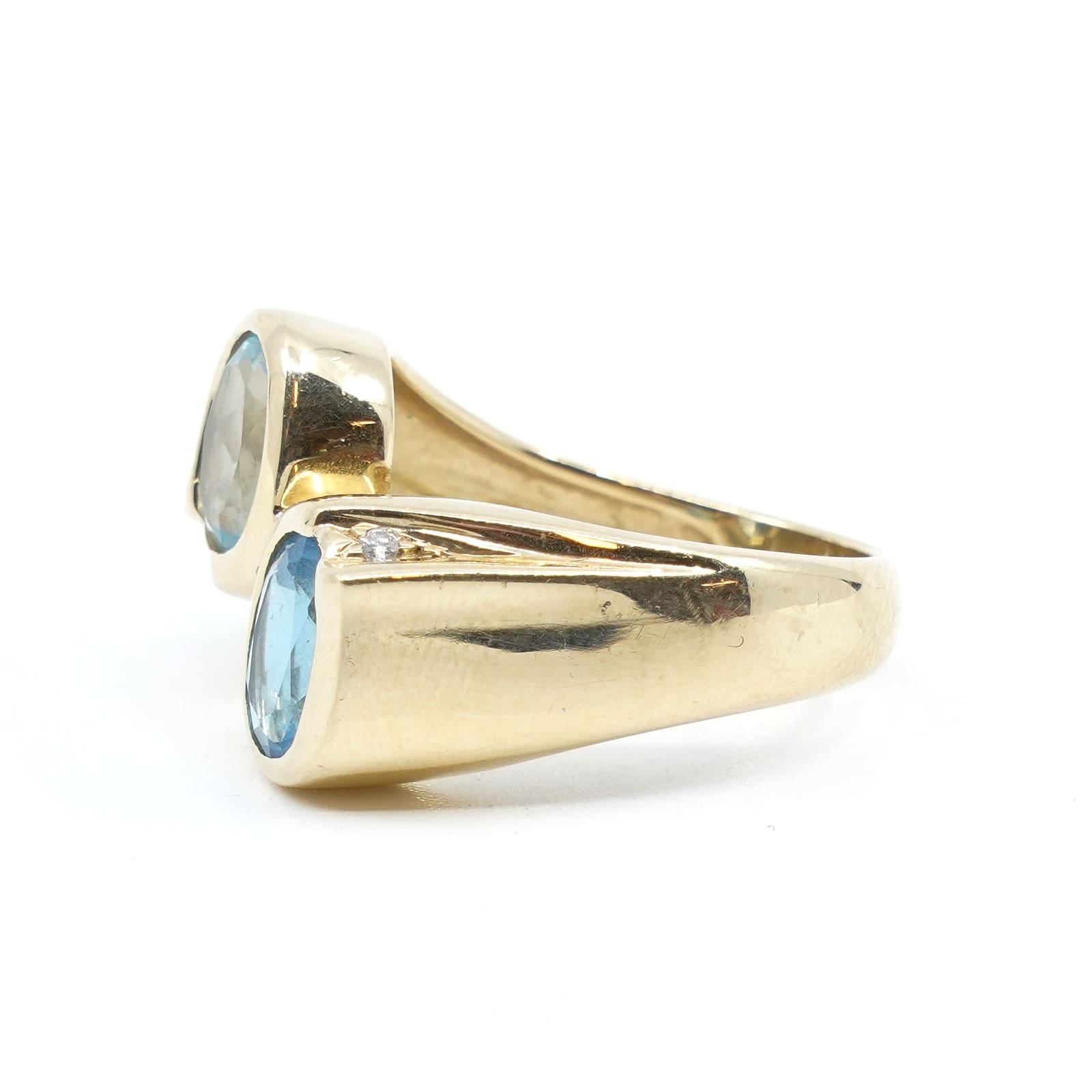 Ring med stenar och små diamanter Guld 14K Ø17 6,8g