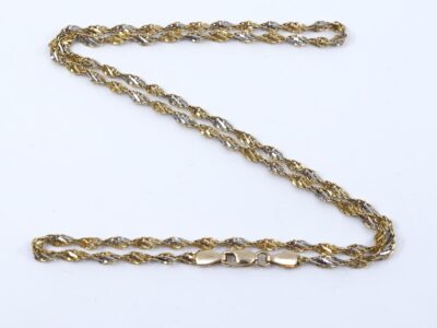 Halskedja Singapore tvåfärgat guld 14K 5,4g Längd 49,5cm Bredd 3mm