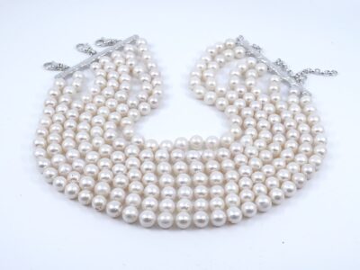 Maria Nilsdotter Pearl Choker 7 Strand Silver S925 259,1g Längd 34,5-39cm Bredd 75mm, med låda nypris: 15995kr