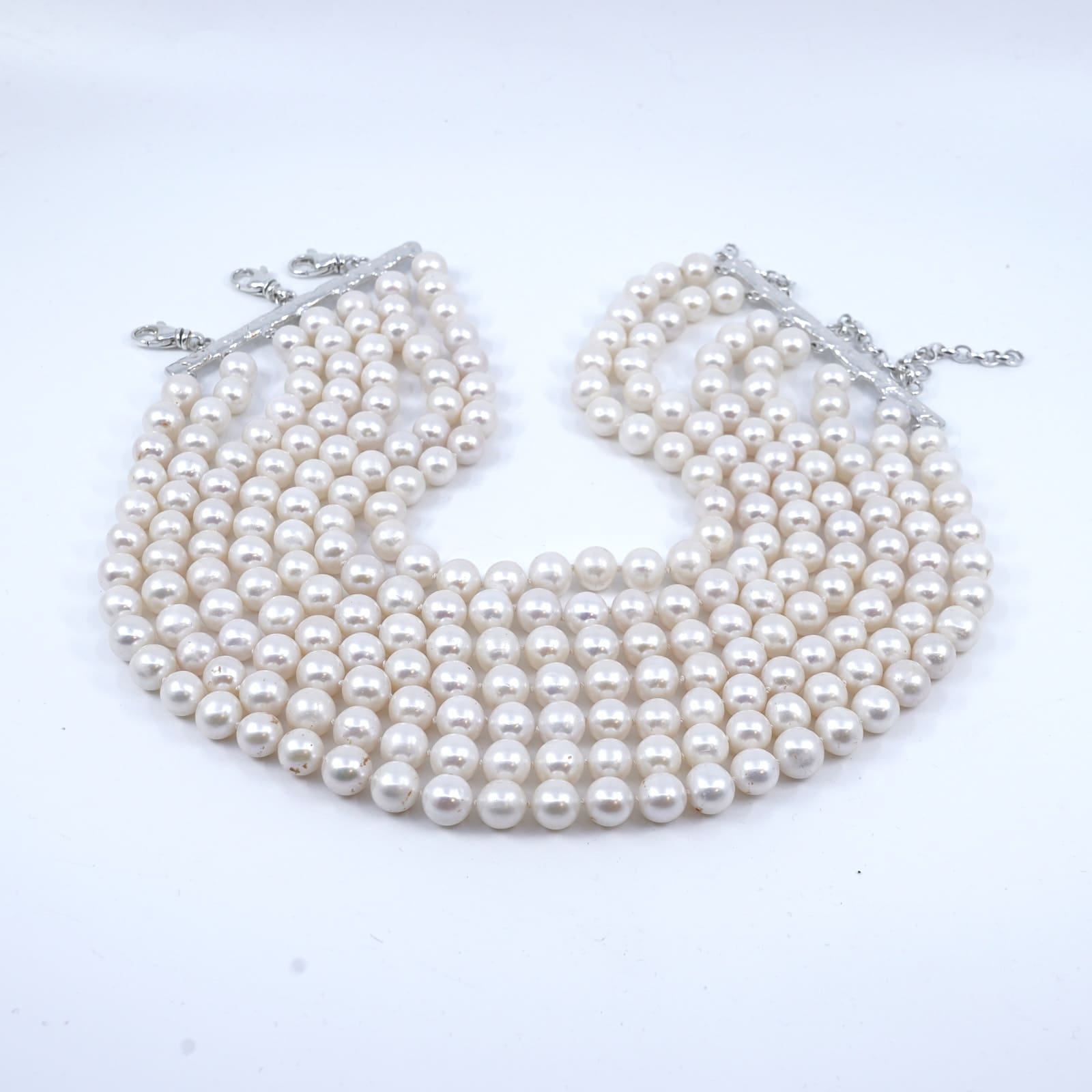 Maria Nilsdotter Pearl Choker 7 Strand Silver S925 259,1g Längd 34,5-39cm Bredd 75mm, med låda nypris: 15995kr