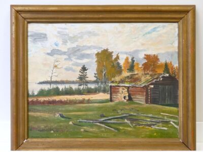 Frans Timén (1883-1968) oljemålning på duk motiv "The Old Smithy"