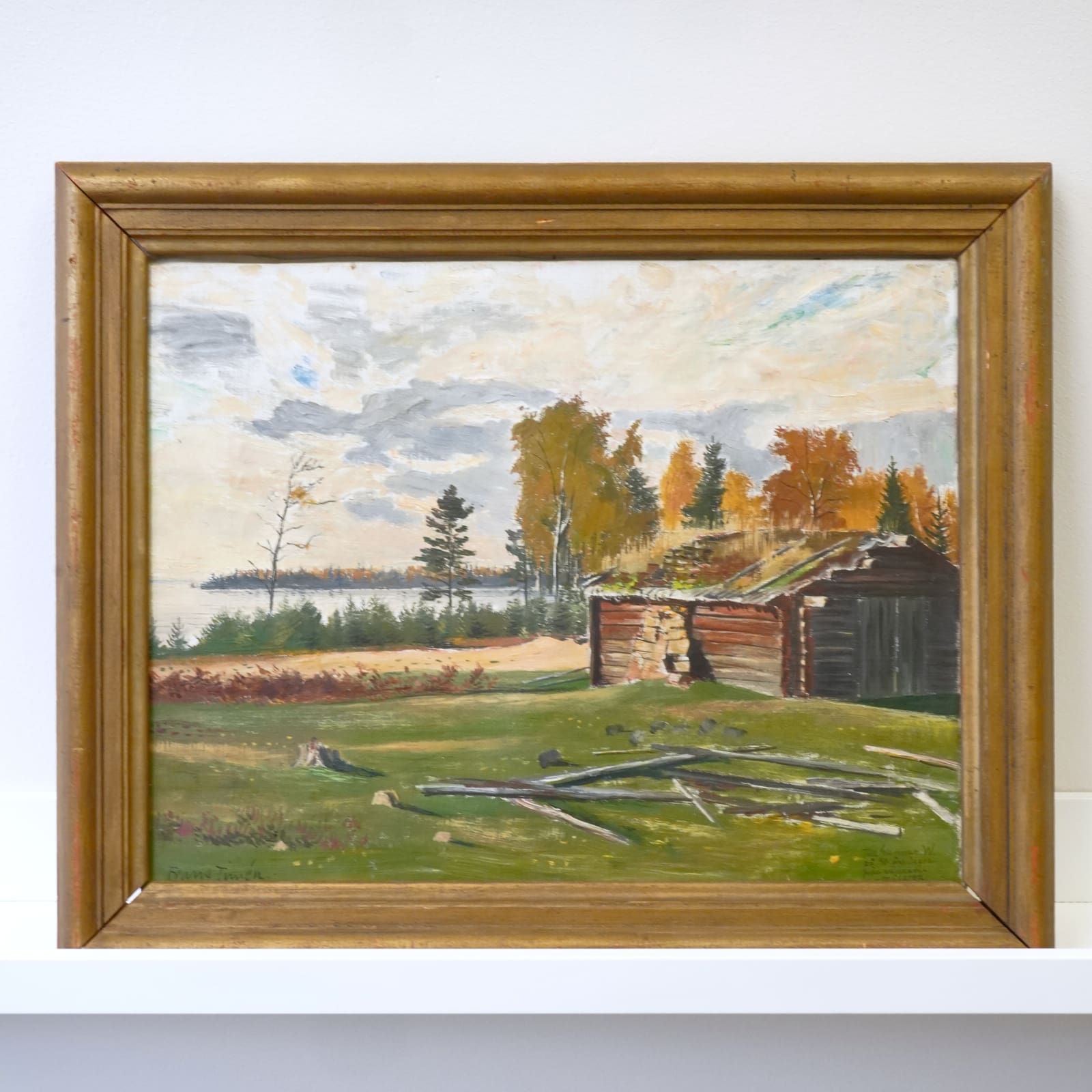 Frans Timén (1883-1968) oljemålning på duk motiv "The Old Smithy"