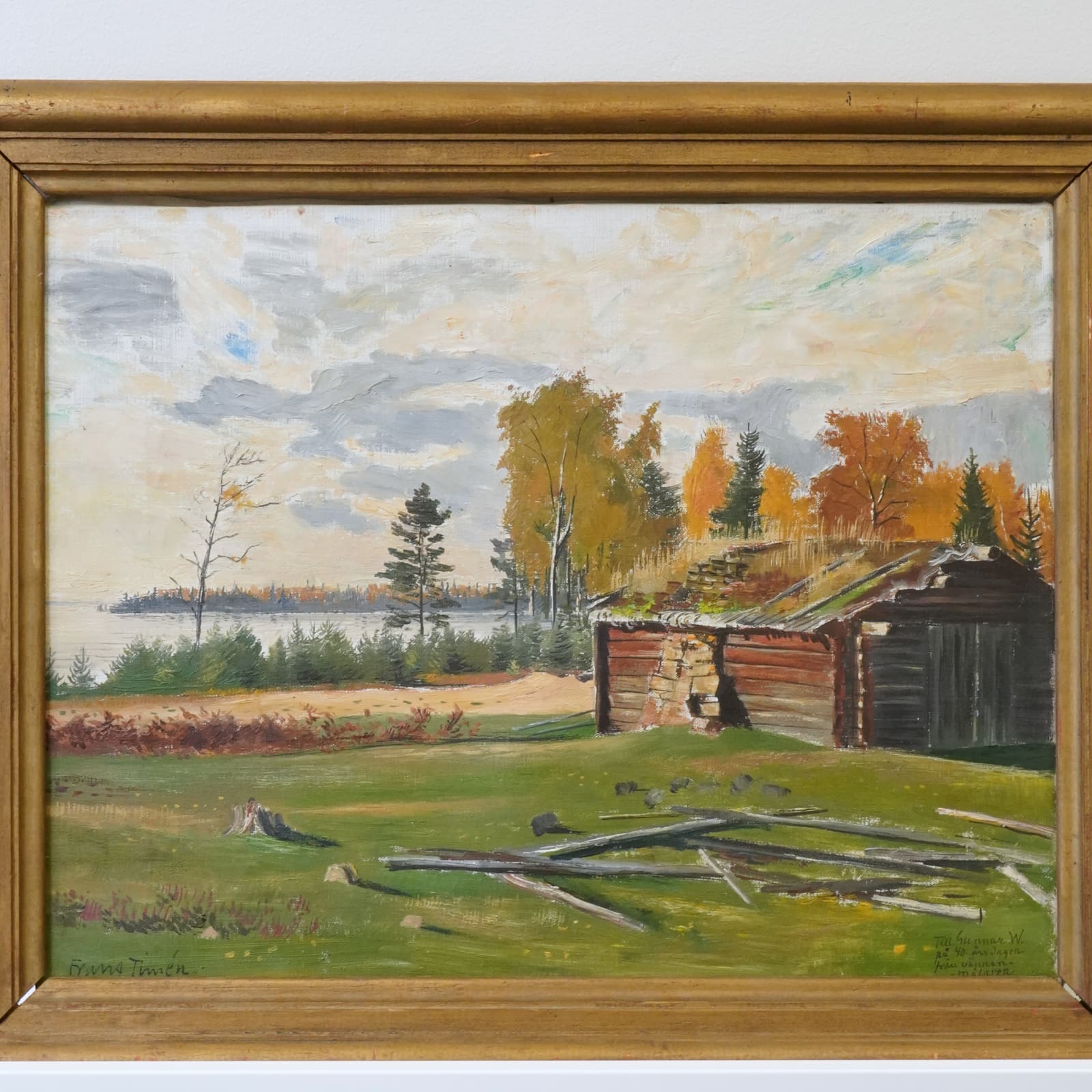 Frans Timén (1883-1968) oljemålning på duk motiv "The Old Smithy"