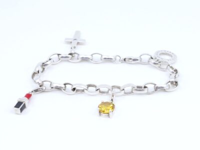Armband Thomas Sabo med 3 berlocker varav två med sten S925 20,9g Längd 20cm