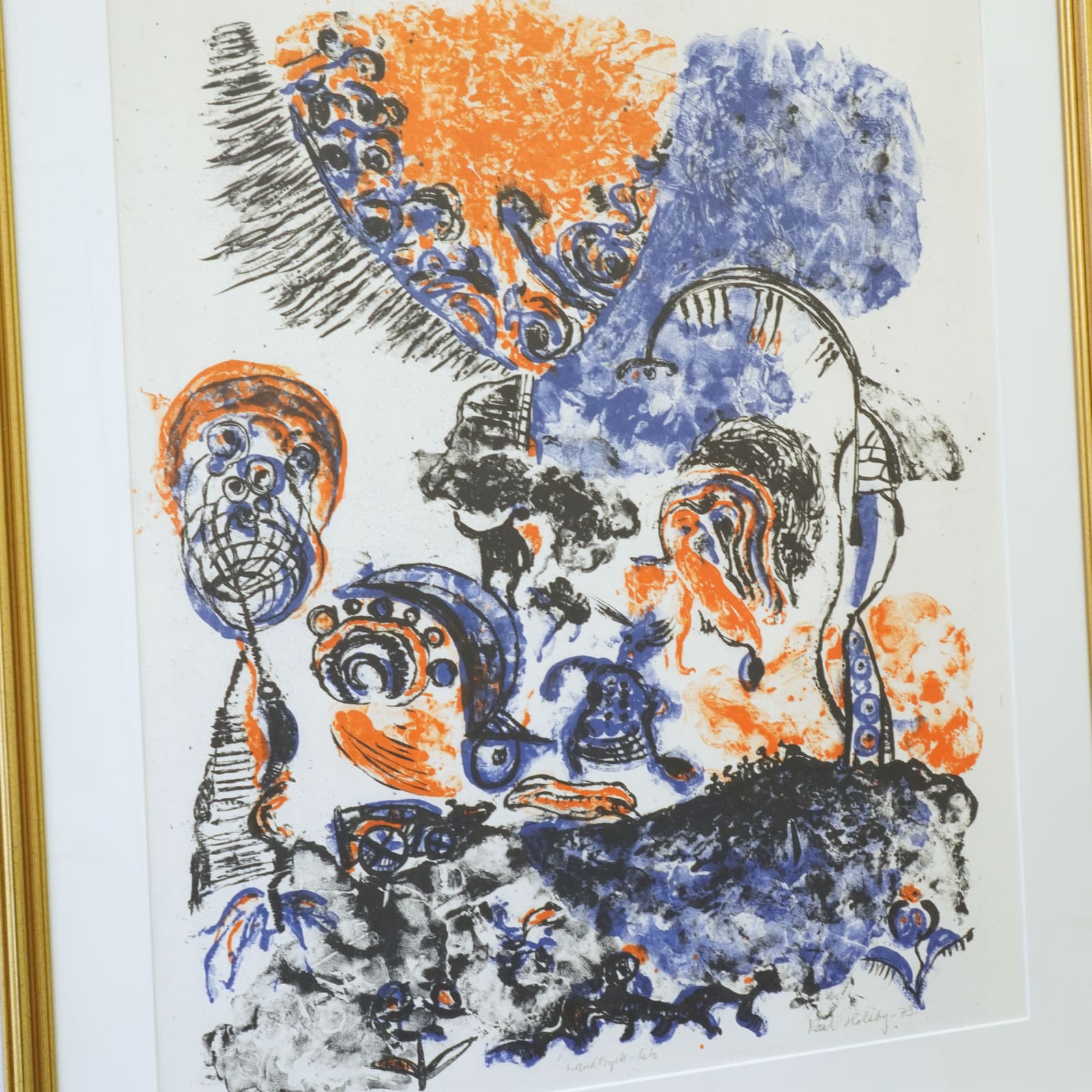 Paul Holsby (1921-2007) Grafiskt blad/ handtryck-lito HC VII/XX "Äppelkungens rike"