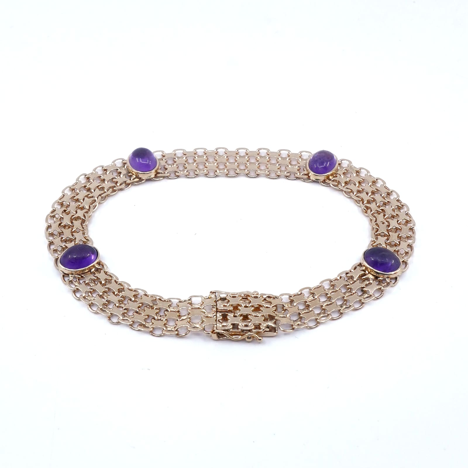 Armband X-länk med stenar Guld 18K 15,6g, 20,5cm, kistlås