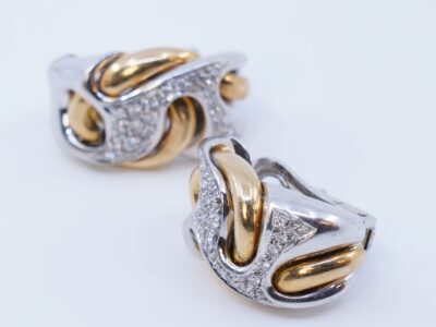 Örhängen Guld tvåfärgade med diamanter 18K 17,5g