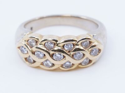 Ring tvåfärgad med diamanter 18K 9,6g Ø17