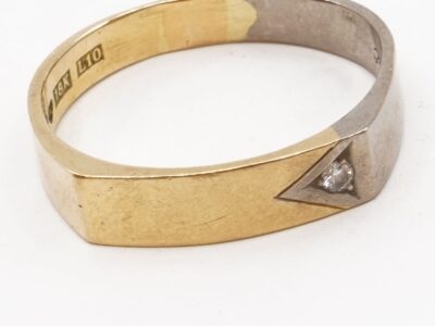 Ring tvåfärgad 18K 6,1g Ø21¾ med diamant 1xca0,04ct