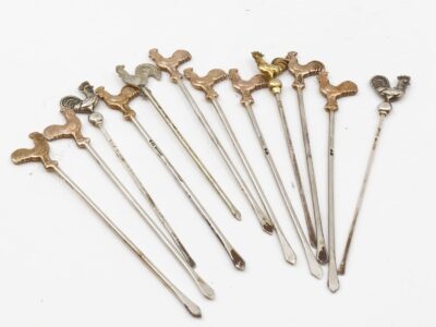 Cocktailpinnar 12st kontrollstämplat silver 95mm 47,5g