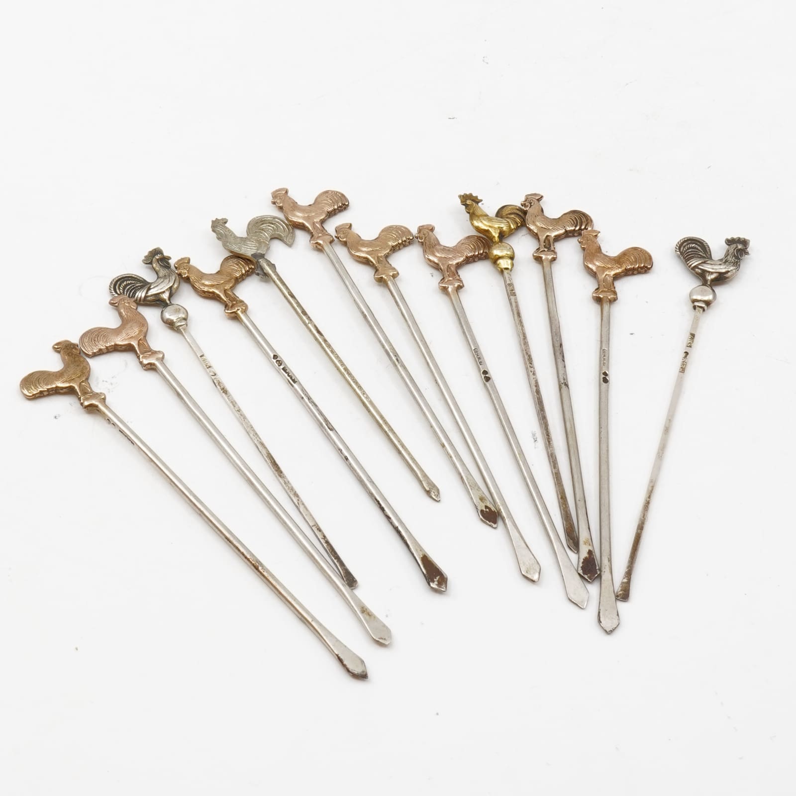 Cocktailpinnar 12st kontrollstämplat silver 95mm 47,5g