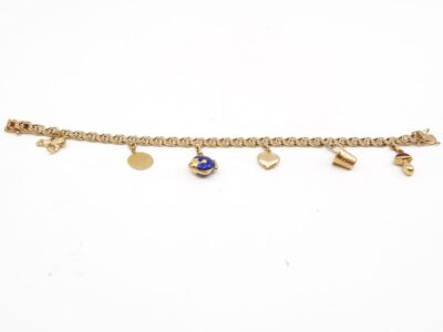 Armband Bismarck med 6 berlocker Guld 18K 17,9g, 18,5cm