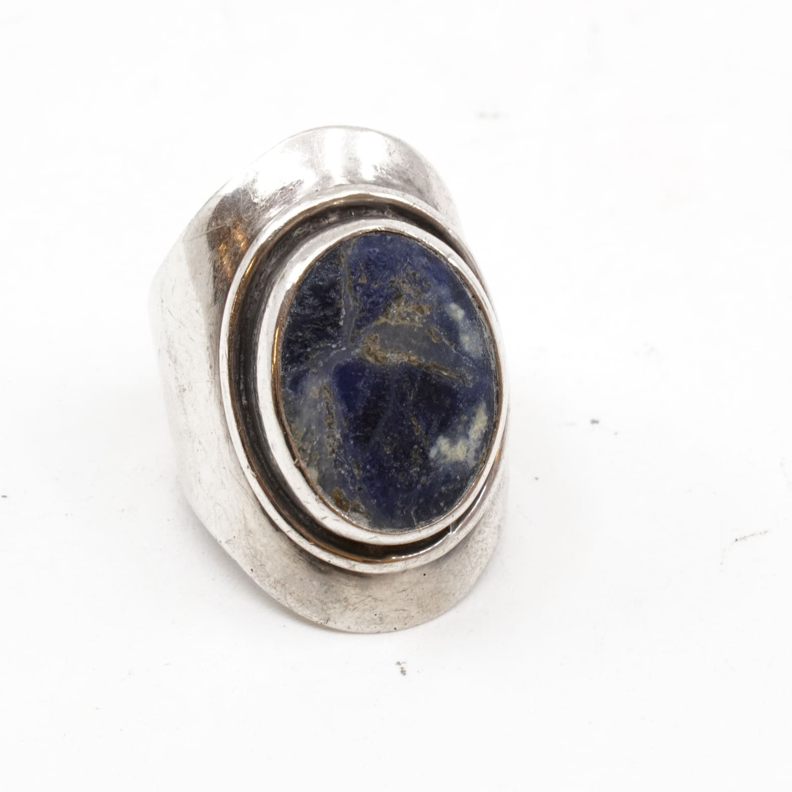 Ring ostämplat silver med sten brv9,4g Ø14¾