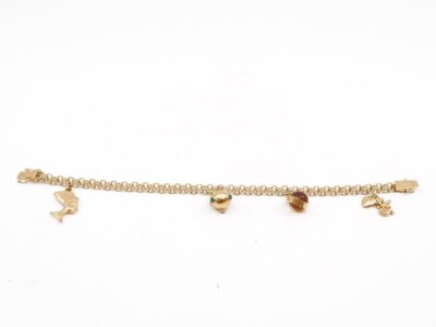 Armband X-länk med fyra berlocker Guld 18K 14,7g, 19cm