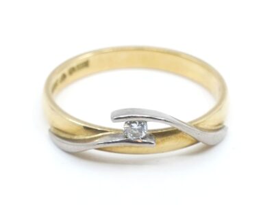 Ring 18K Tvåfärgat Guld med diamant Ø16,25