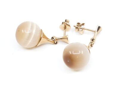 Örhängen med stenar Guld 14K H 30,2mm D 14mm
